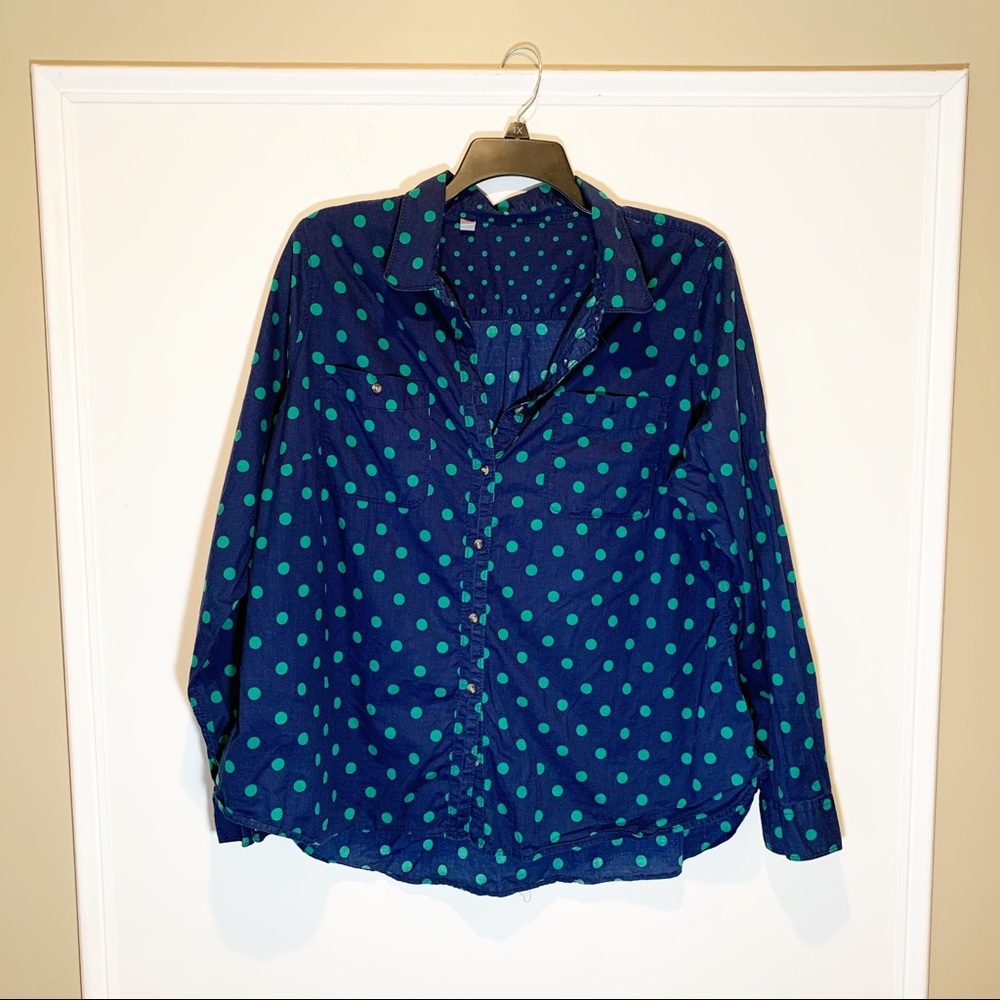Women’s Button Down Polka Dot Shirt - 3X